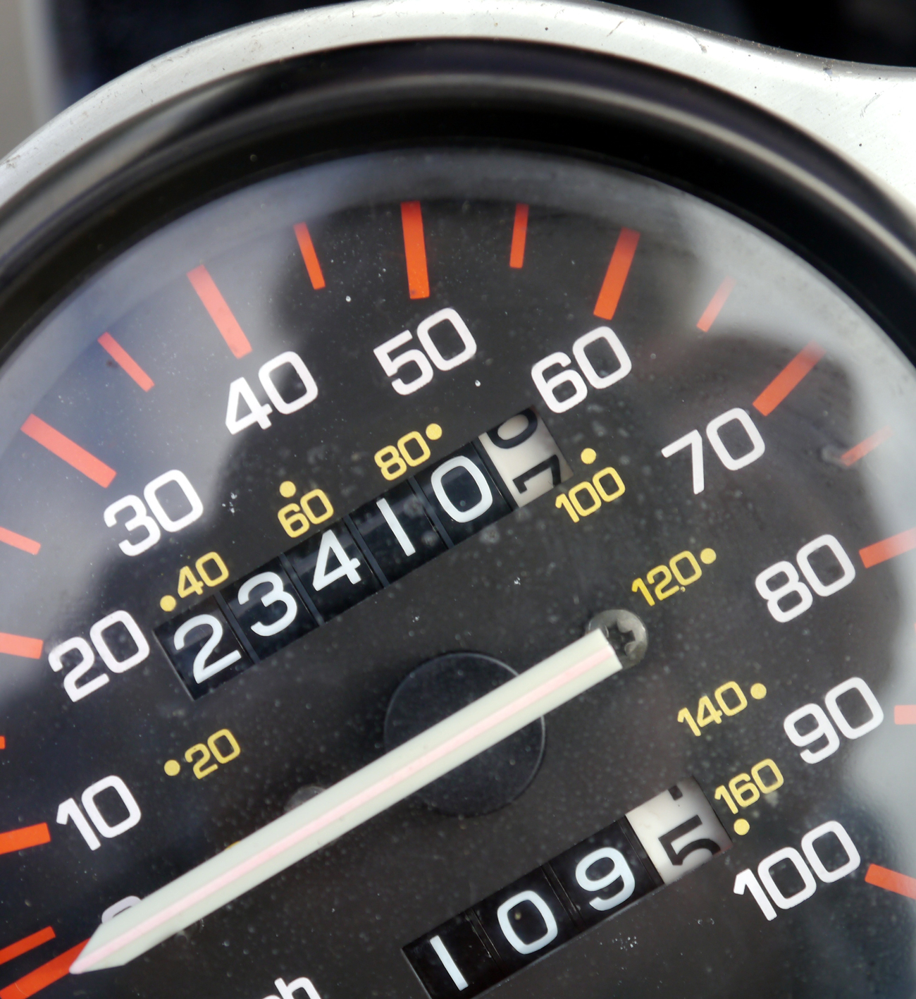 A speedometer dial in a car